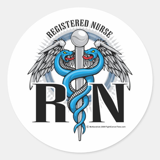 Adesivo Redondo RN Caduceus Azul (Frente)