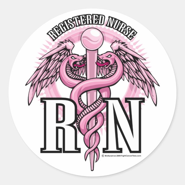 Adesivo Redondo RN Caduceus Rosa (Frente)