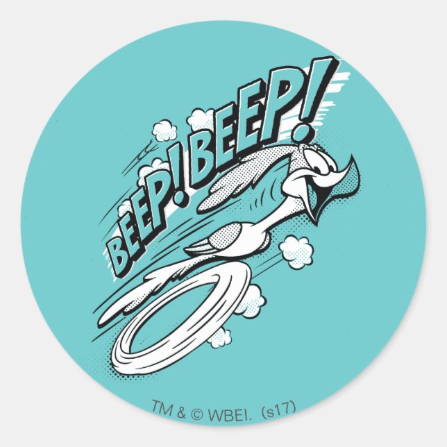 Adesivo Redondo ROAD RUNNER™ BEEP BEEP!™ Halftone (Frente)