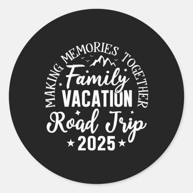 Adesivo Redondo Road Trip 2025 Family Vacation Memories Mat (Memór (Frente)