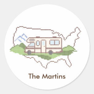 Adesivo Redondo Road Trip USA Stickers