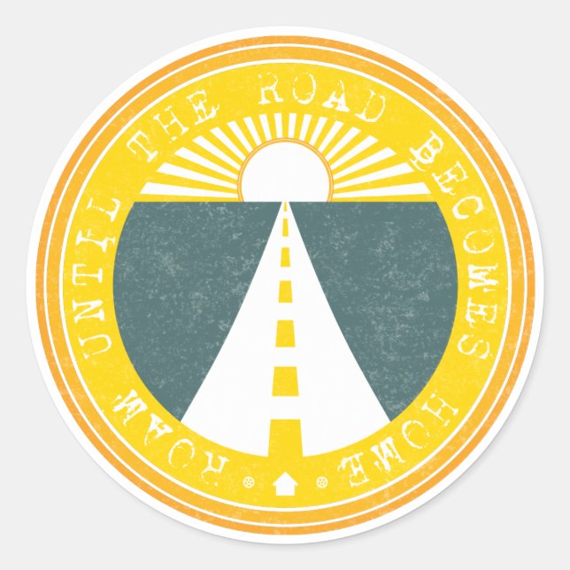 Adesivo Redondo roam até que a estrada chegue em casa (Frente)