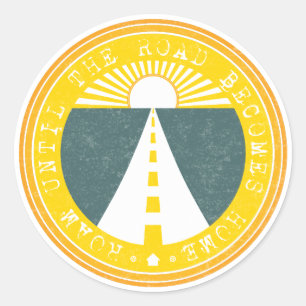 Adesivo Redondo roam até que a estrada chegue em casa