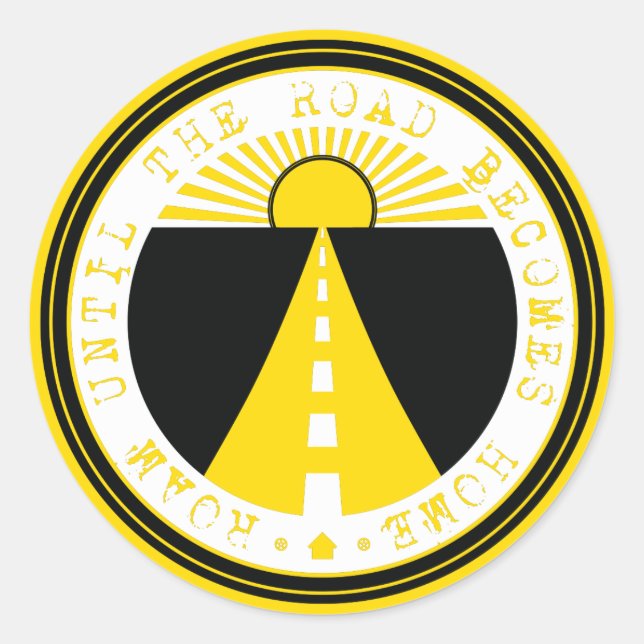 Adesivo Redondo roam até que a estrada chegue em casa (Frente)