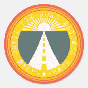 Adesivo Redondo roam até que a estrada se transforme em um lugar 