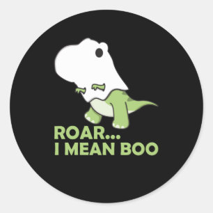 Adesivo Redondo Roar I Quer Dizer Boo Cute Kawaii Halloween T-Rex
