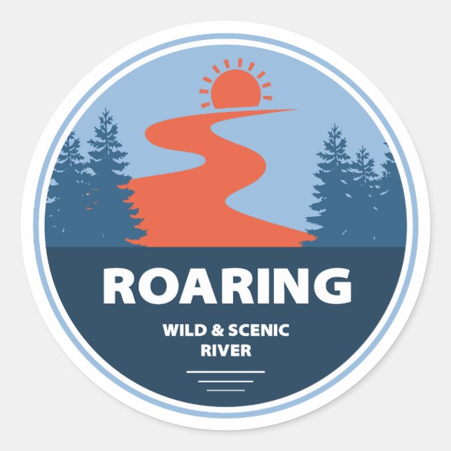 Adesivo Redondo Roaring Wild e Scenic River Oregon (Frente)