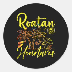 Adesivo Redondo Roatan Souvenirs Honduras Beach Honduras Vacing Ho