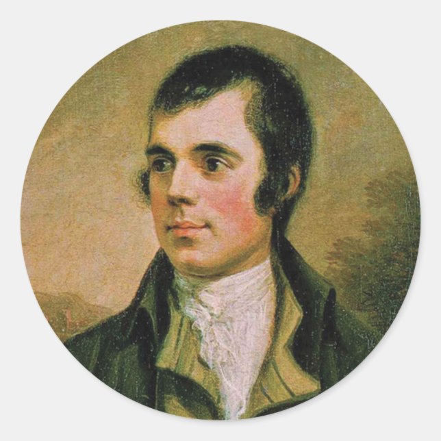 Adesivo Redondo Robert Burn, comemorando a noite do Burn (Frente)