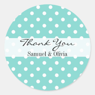 Adesivo Redondo Robin Egg Green Round Polka - Obrigado