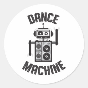Adesivo Redondo Robô da Dance Machine Vintage Retro 80s