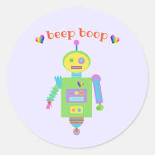 Adesivo Redondo Robô de Cubo de Boop de Bipe