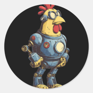 Adesivo Redondo Robô de Frango Incrível Para Futuros Amantes de An