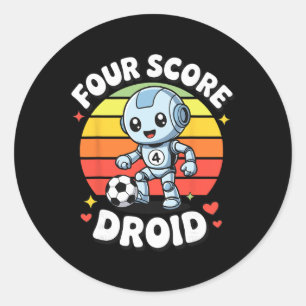 Adesivo Redondo Robô de Futebol Fofo Droid Quatro Pontos