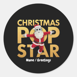 Adesivo Redondo Robô Papai Noel Estrela do Pop de Natal Gráfico