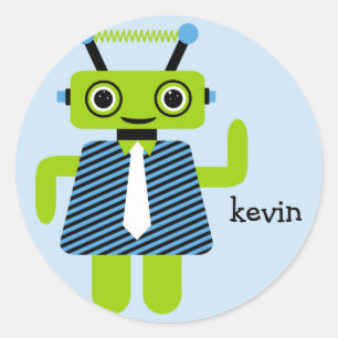 Adesivo Redondo Robot Boy Sticker