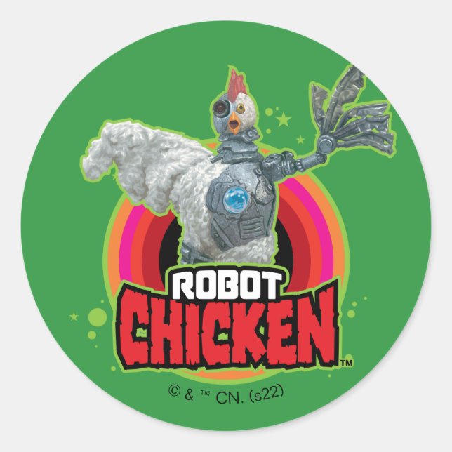 Adesivo Redondo Robot Chicken Character Logo (Frente)