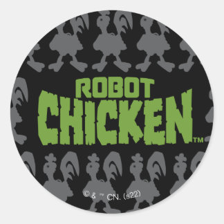 Adesivo Redondo Robot Chicken Silhouette Pattern
