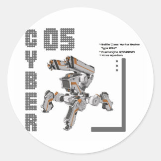 Adesivo Redondo Robot Cyber 05 Mech