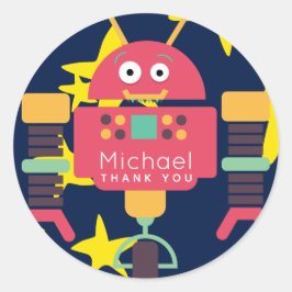 Adesivo Redondo Robot Party Stickers Boys Personalizados Favores