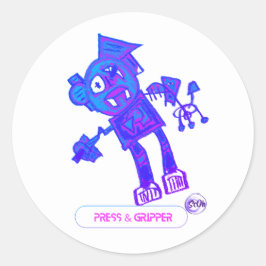 Adesivo Redondo Robot Press & Gripper Sticker