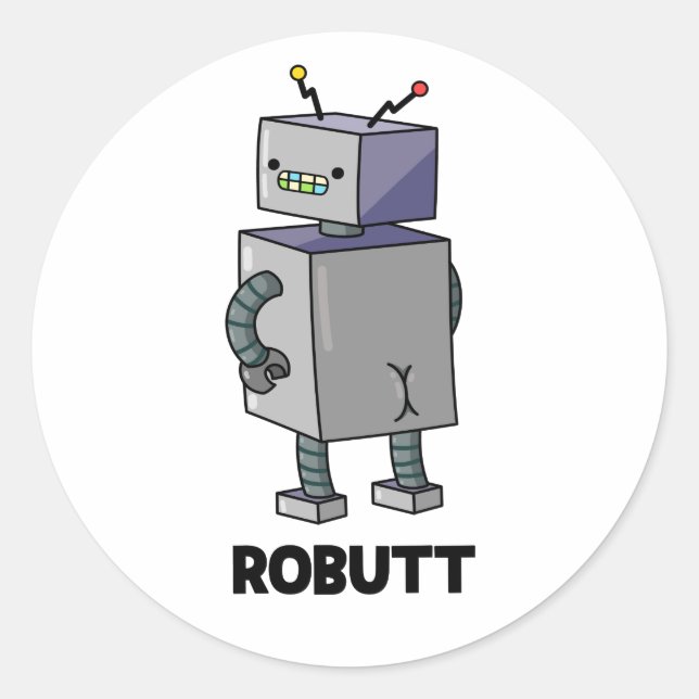 Adesivo Redondo Robutt Funny Robot Pun (Frente)