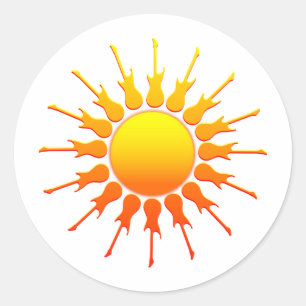 Adesivo Redondo Rocha solar, Sun com raios da guitarra com