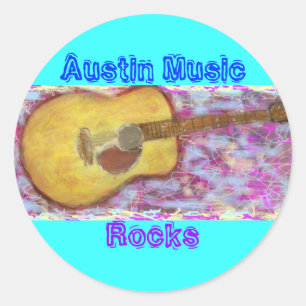 Adesivo Redondo Rochas da música de Austin