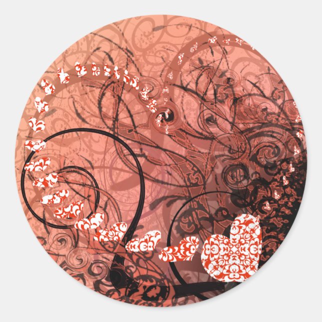 Adesivo Redondo Rochas do Coração Vermelho (Frente)