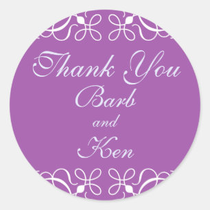 Adesivo Redondo Rochas em roxo Obrigado Sticker