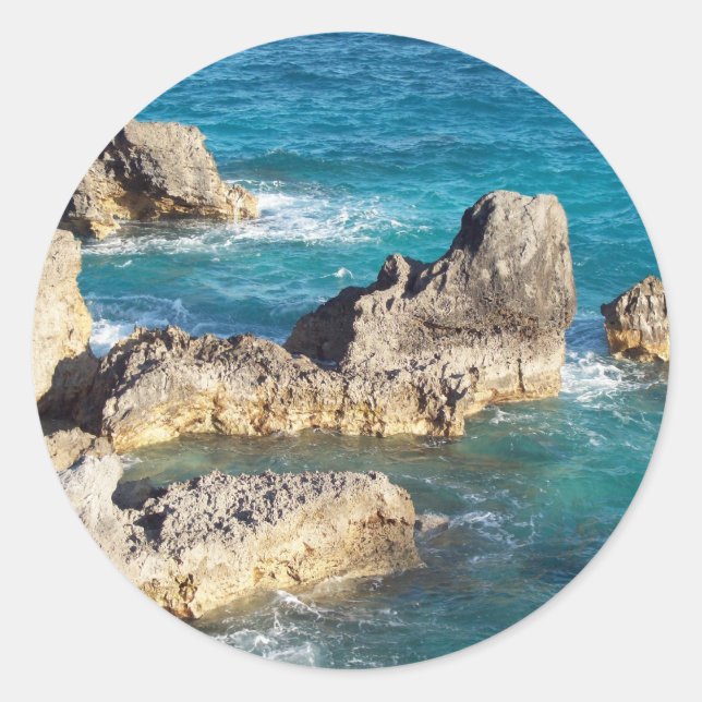 Adesivo Redondo Rochas na praia de ferradura (Frente)