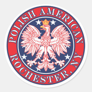 Adesivo Redondo Rochester New York Polonês