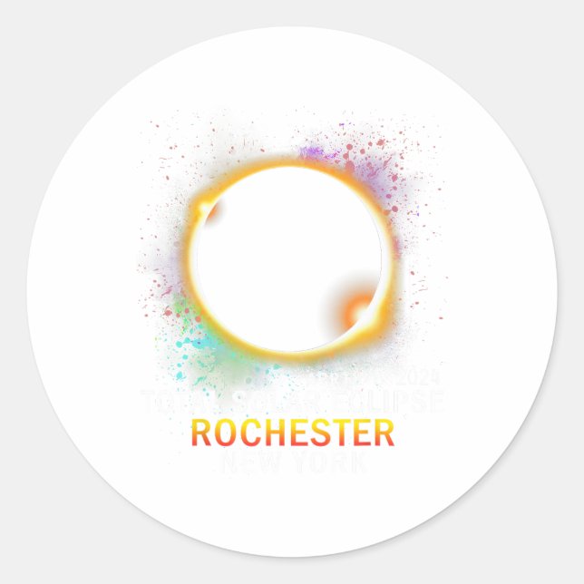 Adesivo Redondo Rochester New York Total Solar Eclipse 8 de abril  (Frente)