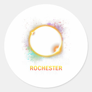 Adesivo Redondo Rochester New York Total Solar Eclipse 8 de abril