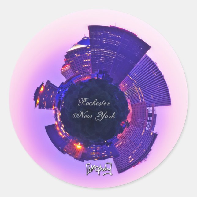 Adesivo Redondo Rochester, NY (Frente)