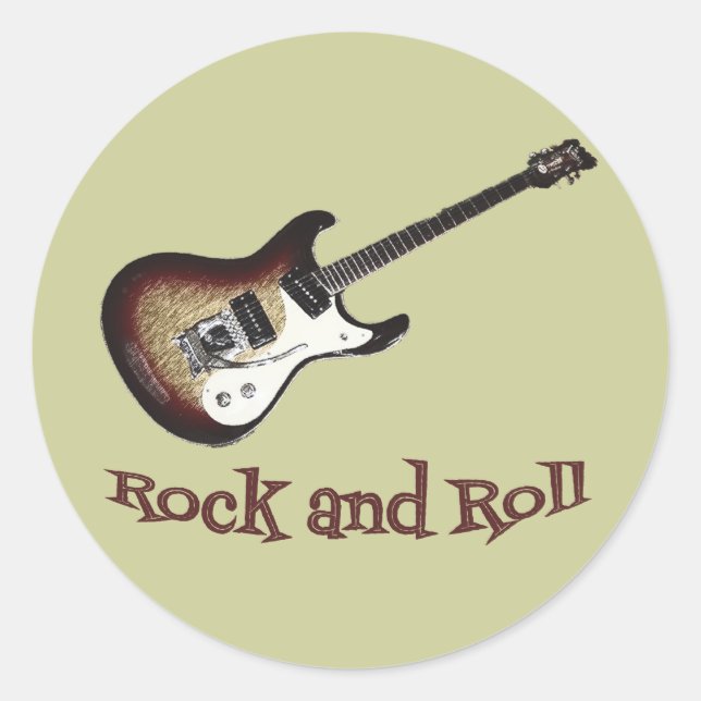 Adesivo Redondo Rock and Roll Sticker (Frente)