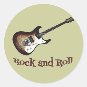 Adesivo Redondo Rock and Roll Sticker