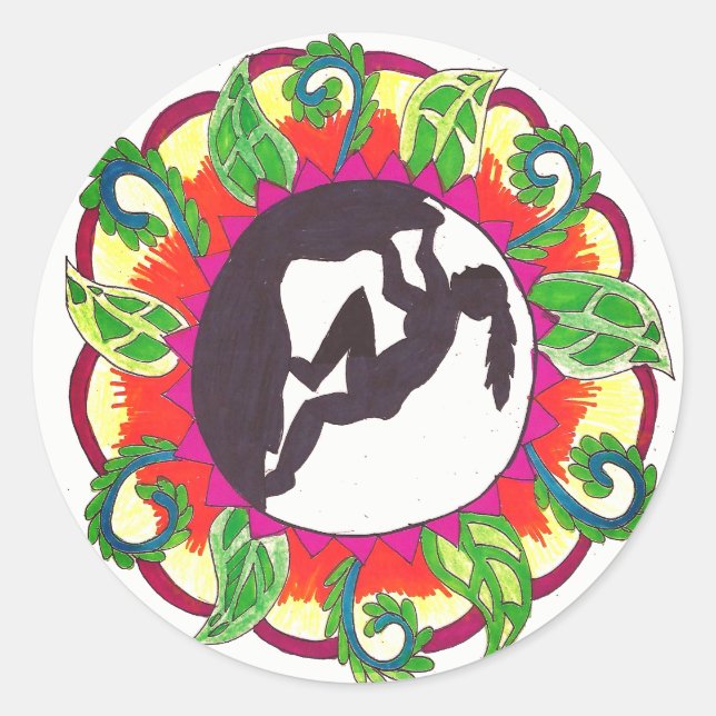 Adesivo Redondo Rock Escalando Zen Girl (Frente)