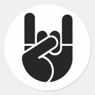 Adesivo Redondo Rock Hand Stencil
