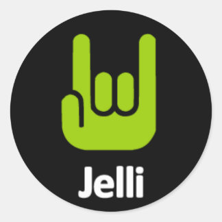 Adesivo Redondo Rock Hands Sticker - Preto