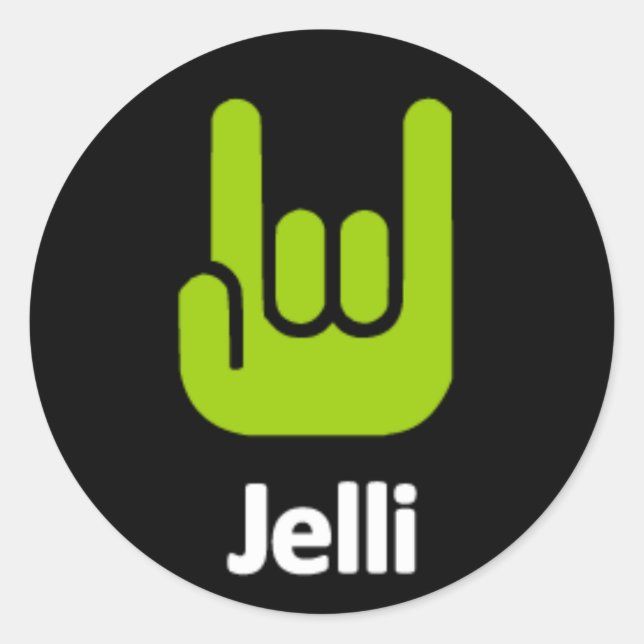 Adesivo Redondo Rock Hands Sticker - Preto (Frente)