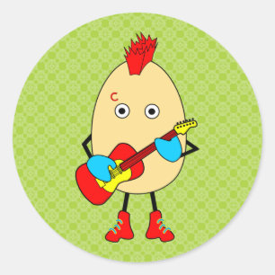 Adesivo Redondo Rock Musical Egghead