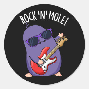 Adesivo Redondo Rock N Mole Funny Animal Pun Dark BG