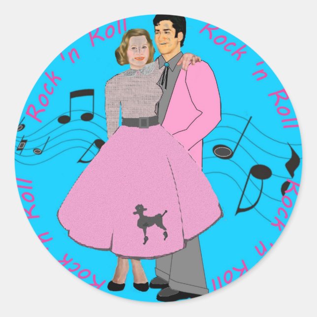 Adesivo Redondo Rock ' n Roll (Frente)