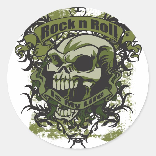 Adesivo Redondo Rock n Roll é minha vida (Frente)