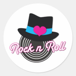 Adesivo Redondo Rock n Roll hat