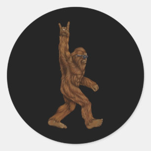Adesivo Redondo Rock On Bigfoot Sasquatch Adora Rock And Roll Sung