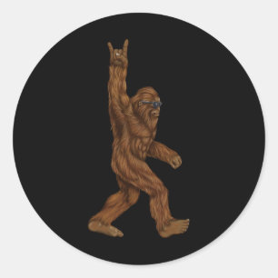 Adesivo Redondo Rock On Bigfoot Sasquatch Adora Rock And Roll Sung