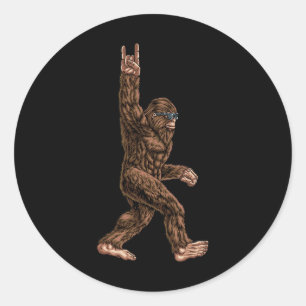 Adesivo Redondo Rock On Bigfoot Sasquatch Adora Rock And Roll Sung