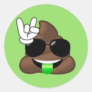 Adesivo Redondo Rock On Legal Poop Emoji Green Stickers
